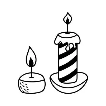 Candles in doodle style. Stock Illustration