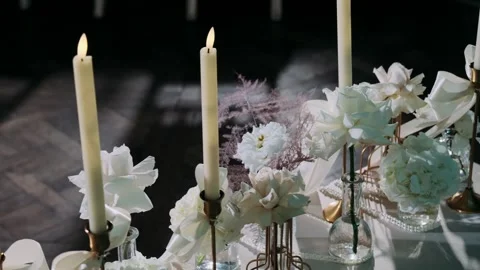 Candles on the festive New Year's table Stock-Footage 296097449