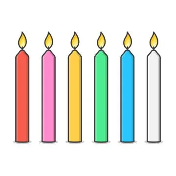 Candles With Fire Flame Vector Icon Illustration. Burning Candle And Flame .. Stock Illustration