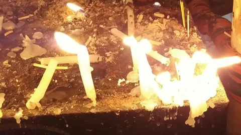 Candles with fire Stock Footage 127146632