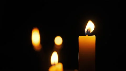 Candles Flame on Black Background Stock Footage 171406463