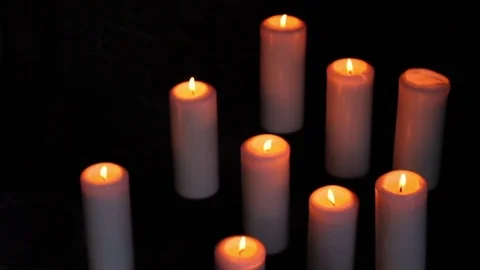 Candles Flickering In Black Stockbeeldmateriaal 73836718
