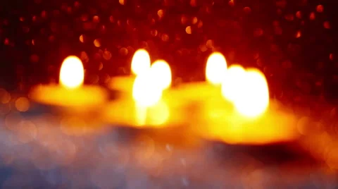 Candles Flickering In the dark. Rack focus Stock Footage 43133041