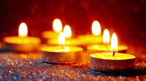 Candles Flickering In the dark. Rack focus Stock Footage 43133330