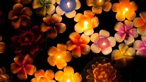 Candles floating on water Stock-Footage 120416096