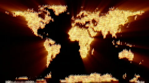 Candles forming Earth map Stock Footage 837697