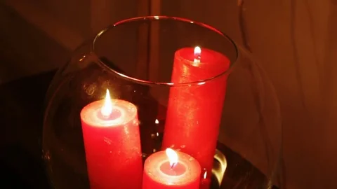 Candles in glass flasks Stock-Footage 73104577