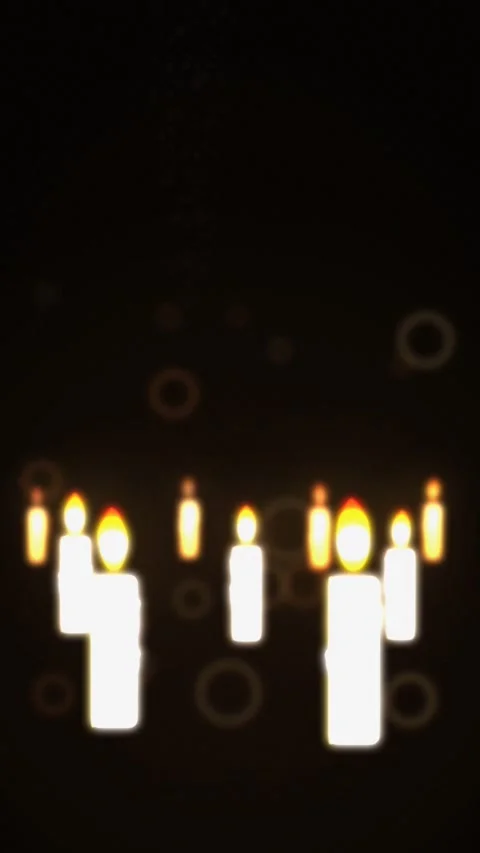 Candles glowing with soft light against dark background. 2d animation Video stock 342579659