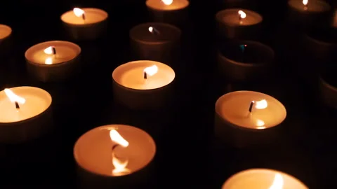 Candles Gradually Ignite Spontaneously HD Pro Stock Footage 106028922