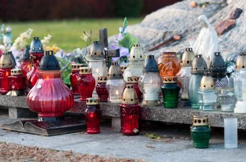Candles on the grave Stock Photos
