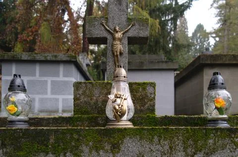 Candles on the grave Stock Photos