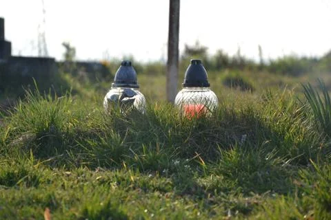 Candles on the grave Stock Photos