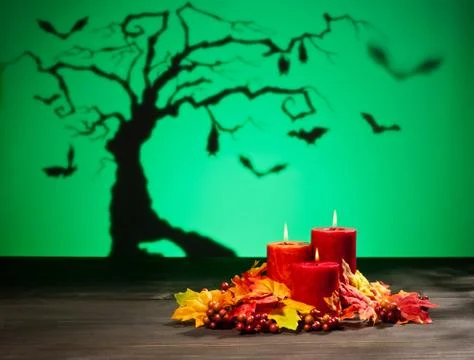 Candles in halloween setting 스톡 사진