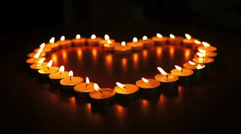 Candles Heart Dolly Stock Footage 35490917
