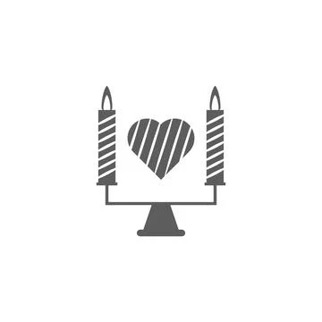Candles with a heart icon. Elements of Valentine's Day icon. Premium quality 스톡 일러스트