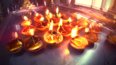 Candles in Hindu Temple Stock Footage 40554484