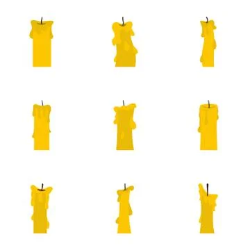 Candles icon set, flat style 스톡 일러스트
