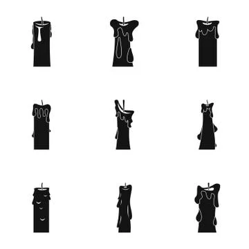 Candles icon set, simple style 스톡 일러스트