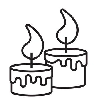 Candles icon vector in thin line style. Two candles are burning. Memorial, fu Stock-Illustration