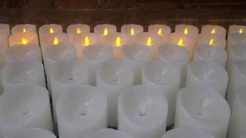 Candles Illuminate: Serene Glow of Flickering Lights, Decorative Elements Stock Footage 328480053