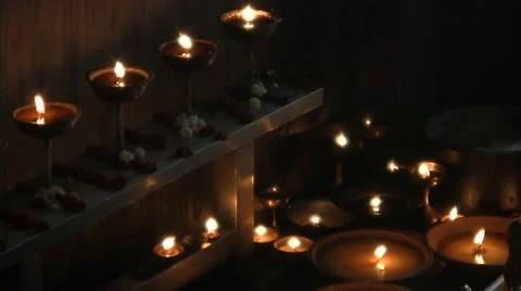Candles in an indian temple Stock Footage 52196571