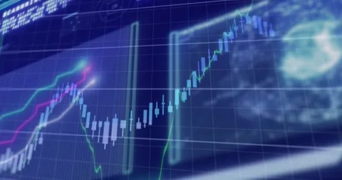Candles lengthening starting candlestick chart rising to peak, showing % gains Stock Footage 321800054