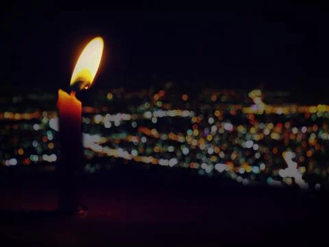 Candles light abstract background in night Stock Photos