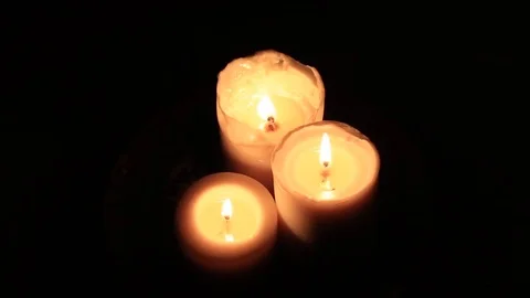 Candles light , black background Stock Footage 82967898