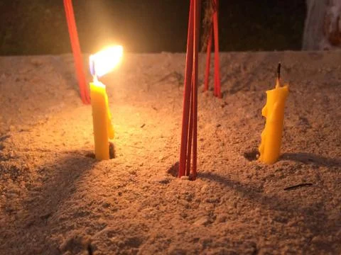 Candles light in the dark Stock Photos