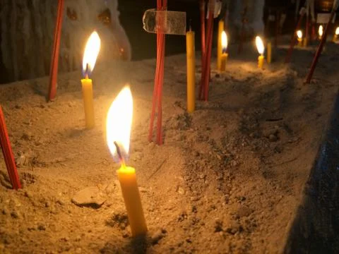 Candles light in the dark Stock Photos