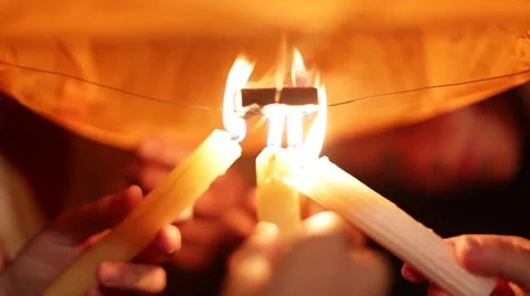 Candles lighting Chinese Lantern Stock Footage 65644525