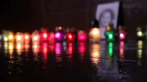 Candles in memory of Andrew Kuzmenko Stock Footage 59849913