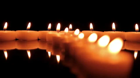 Candles on the mirror table. Follow focus shot. Stock Footage 32576228