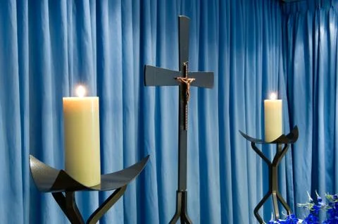 Candles in mortuary Stock Photos