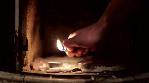 Candles in a open fireplace Stock Footage 46321730