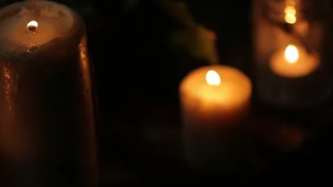 Candles, pan and shift focus Stock Footage 147904697