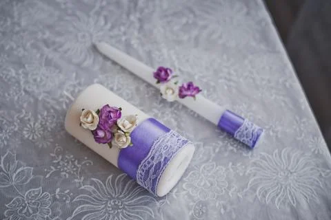 Candles with a pattern 1817. Stock Photos