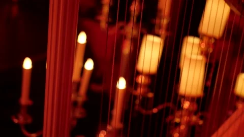 Candles plus harp Stock Footage 194693097