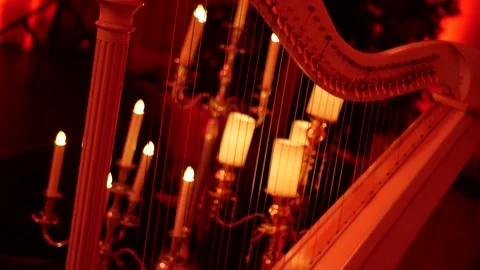 Candles plus harp Stock Footage 194693113