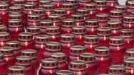 Candles In Red Glass Lanterns Funeral Or Religious Theme Stock Footage