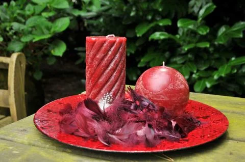 Candles in red 스톡 사진