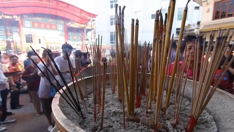 Candles respect to Chinese tradition to celebrate the Chinese New Year festival. Video stock 72474953