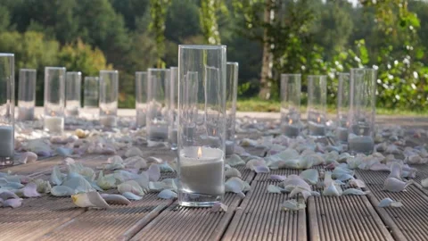 Candles with rose petals Stock Footage 171921859