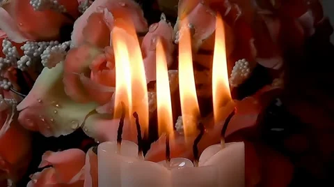 Candles &amp; Roses Stock Footage 36681306