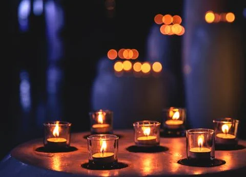Candles in a row in Spa Zone Stock Photos