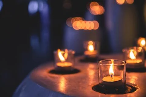Candles in a row in Spa Zone Stock Photos