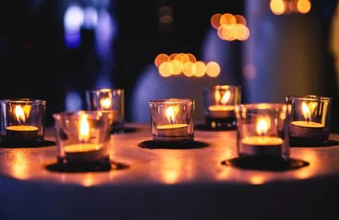 Candles in a row in Spa Zone Stock Photos