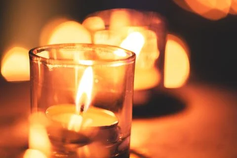 Candles in a row in Spa Zone Stock Photos