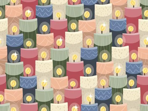 Candles seamless pattern for Christmas or religion worship Stock Illustration