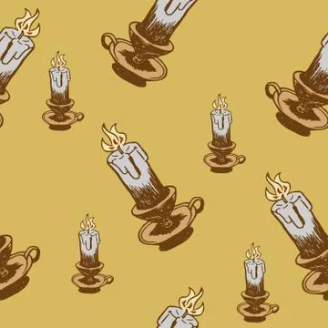 Candles seamless pattern in sketch style Stock Illustration